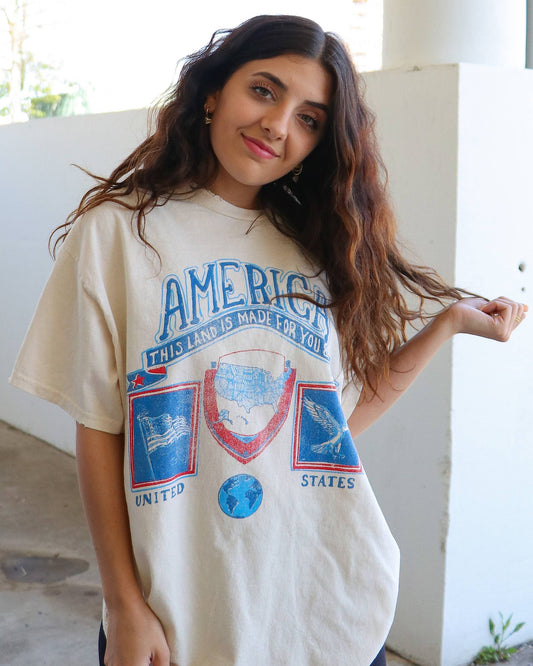 4th of July America Patch Off White Tee