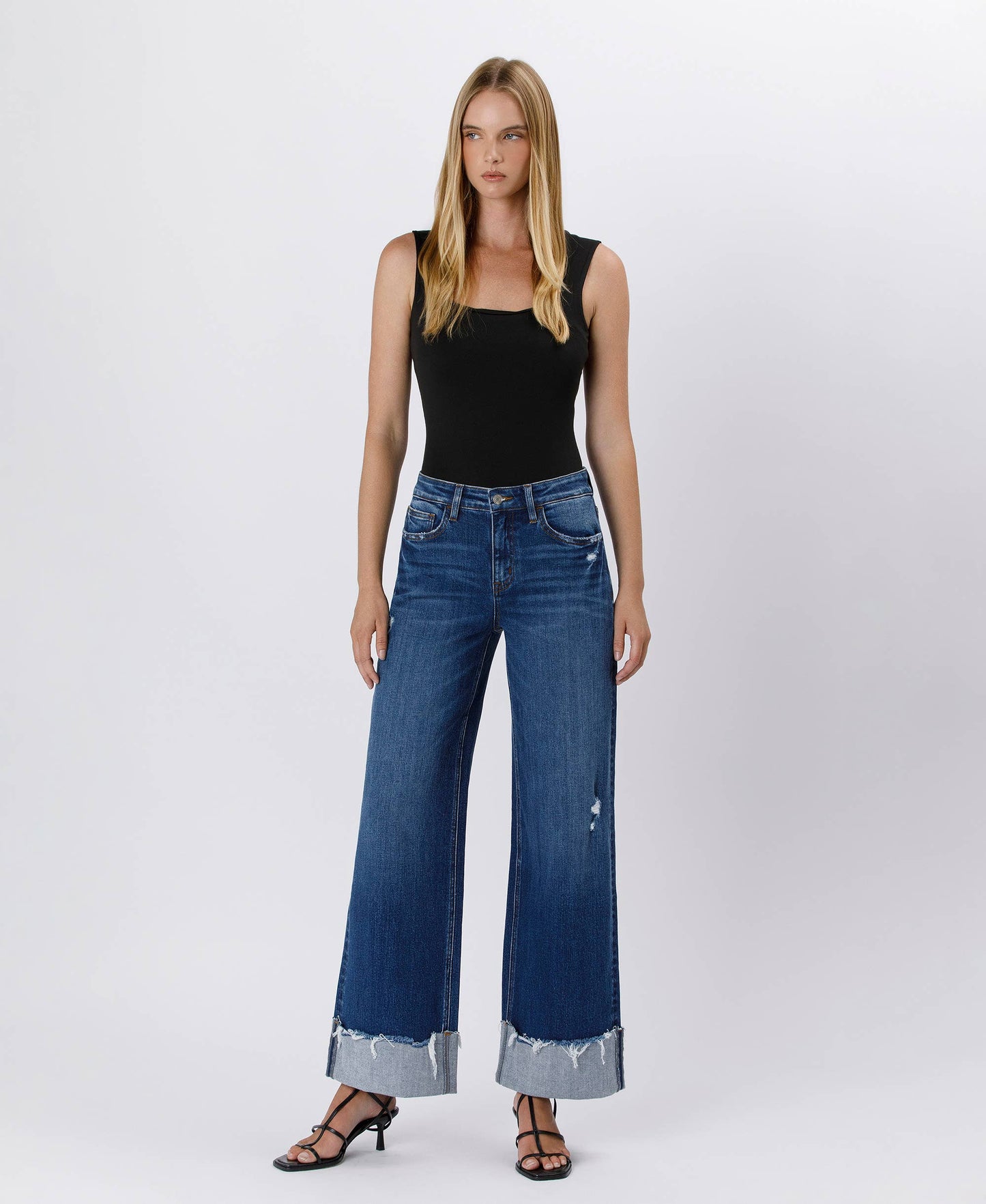 High Rise Cuffed Baggy Jean