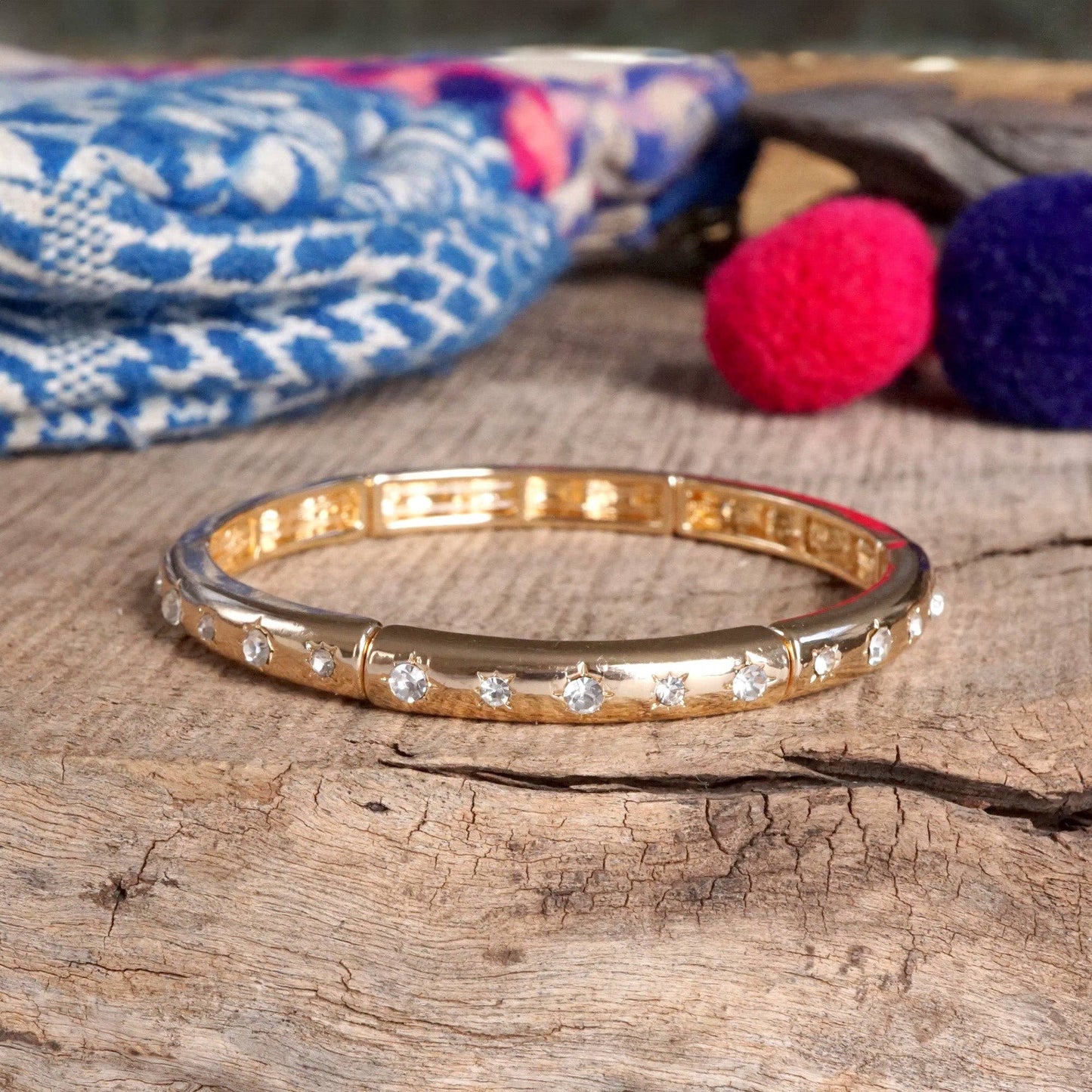 Gold Eternity Stretch Bangle Turquoise