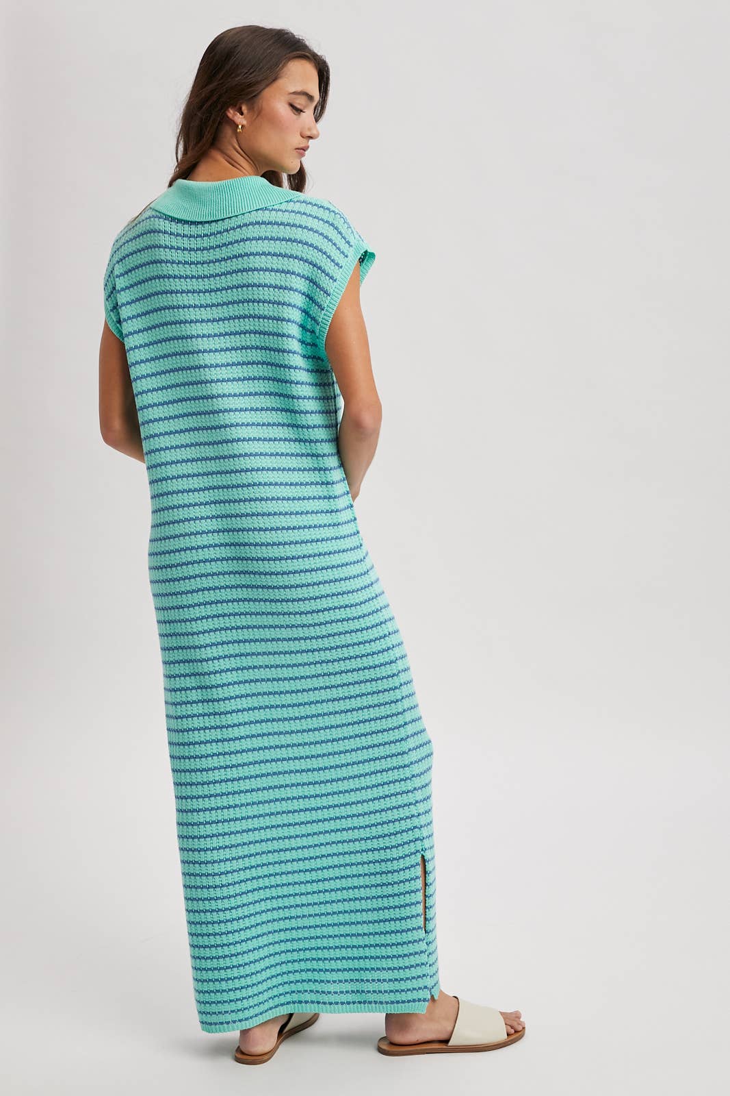 Striped Midi Dress Blue Combo