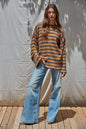 Knit Ribbed Striped Long Sleeve Pullover