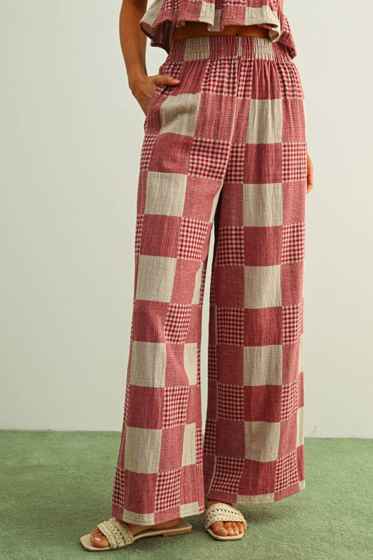 Gingham and Stripe Patch Pants (Set Option)