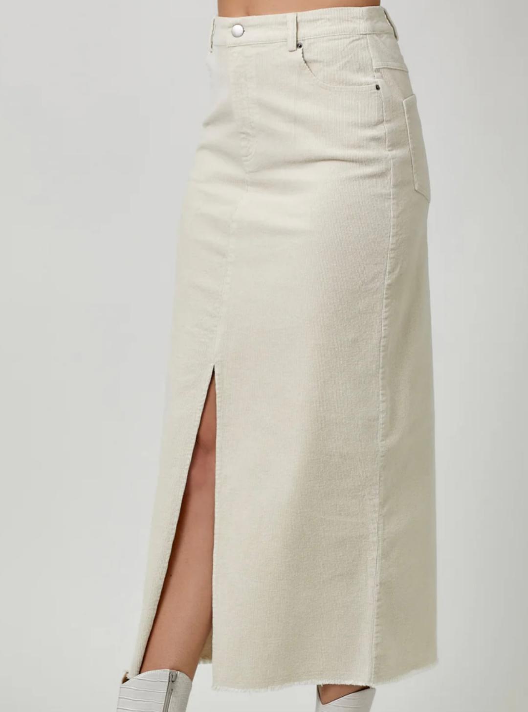 Washed Front Slit Cord Skirt